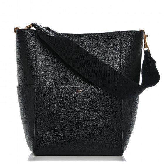 Celine Grained Calfskin Seau Sangle in Black Women s Fashion