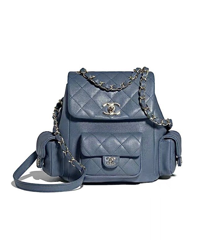 Chanel 23k Duma Backpack in Blue 霧霾藍, 名牌, 手袋及銀包- Carousell