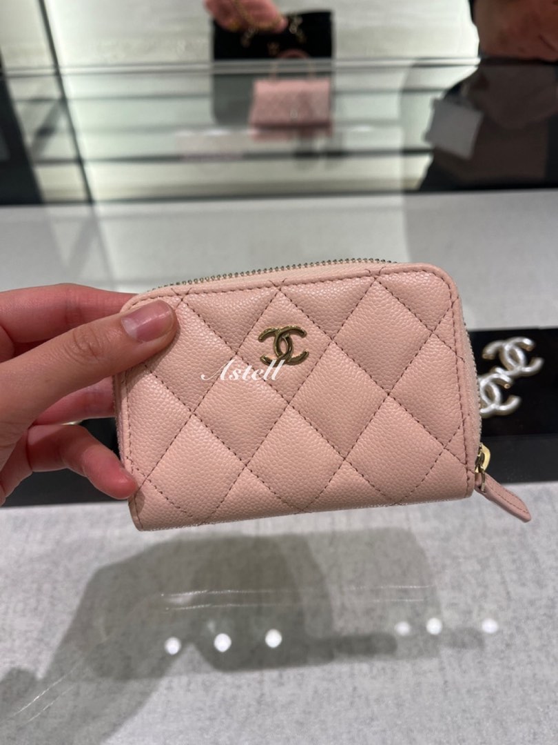 CHANEL Lambskin Quilted CC In Love Heart Zipped Arm Coin Purse