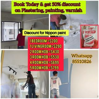 Cheapest price for plastering & painting!!! #Wall plaster #HDB house wall & celling plaster #Condo house wall & ceiling plaster # Door & door frame varnish.