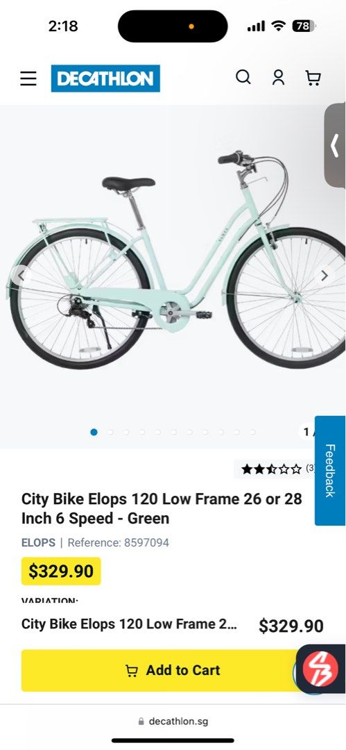 Decathlon city bike elops 120 top