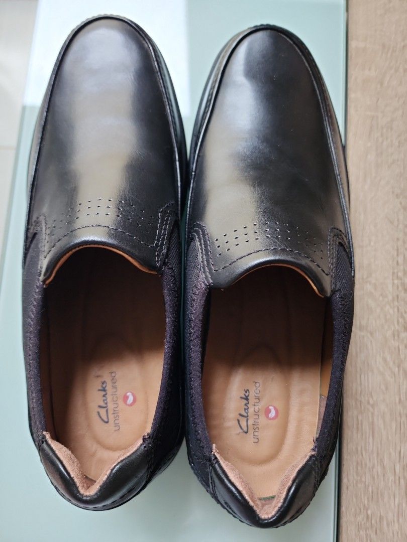 Clarks Sepatu Un Abode Go Black Leather Fesyen Pria Sepatu