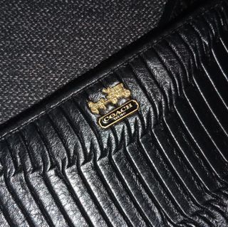 Coach authentic black leather clutch purse