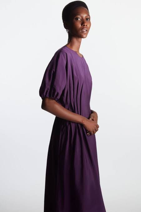 COS GATHERED DRESS PURPLE SIZE US 12 L XL Women s Fashion