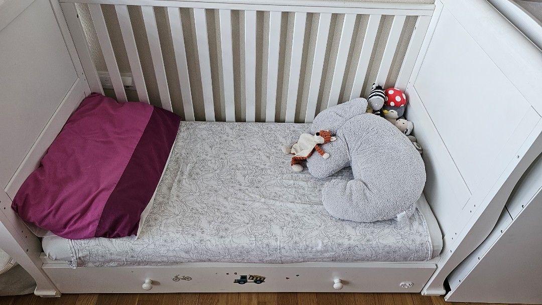 Cot with removable sides and drawers, Babies & Kids, Baby Nursery