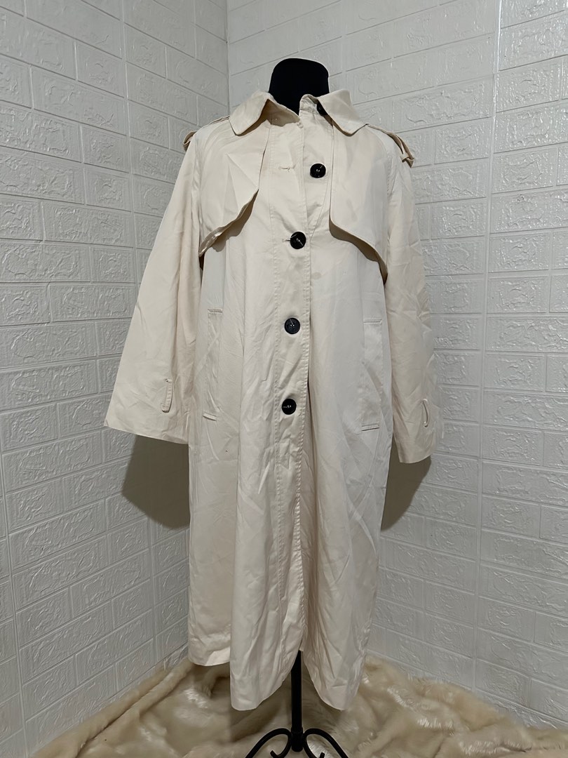 Cream long coat, Women's Fashion, Coats, Jackets and Outerwear on Carousell