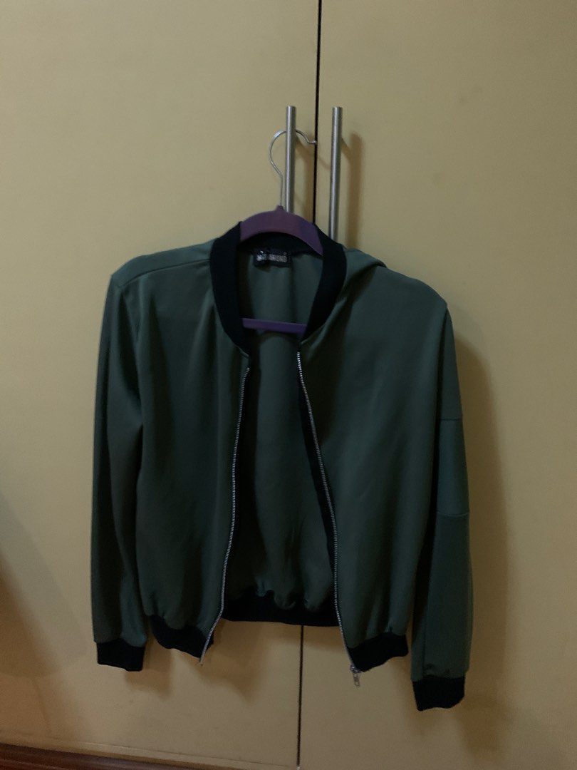 Dark Green Bomber Jacket, Women's Fashion, Coats, Jackets and Outerwear