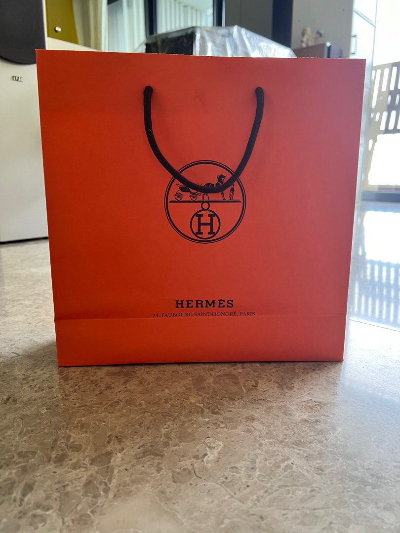 HERMES PARIS ORANGE EMPTY BOX & PAPER BAG 11 1/2 x 9 x 2 7/8 inches