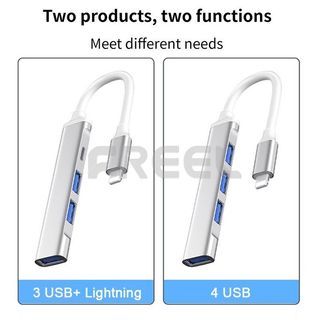 Lightning to USB Hub OTG 4-in-1 with USB 3.0 Port and Fast Charging Port for iPhone/iPad Compatible with USB Microphones/USB Flash Drive/Keyboard/Mouse/USB Sound Card