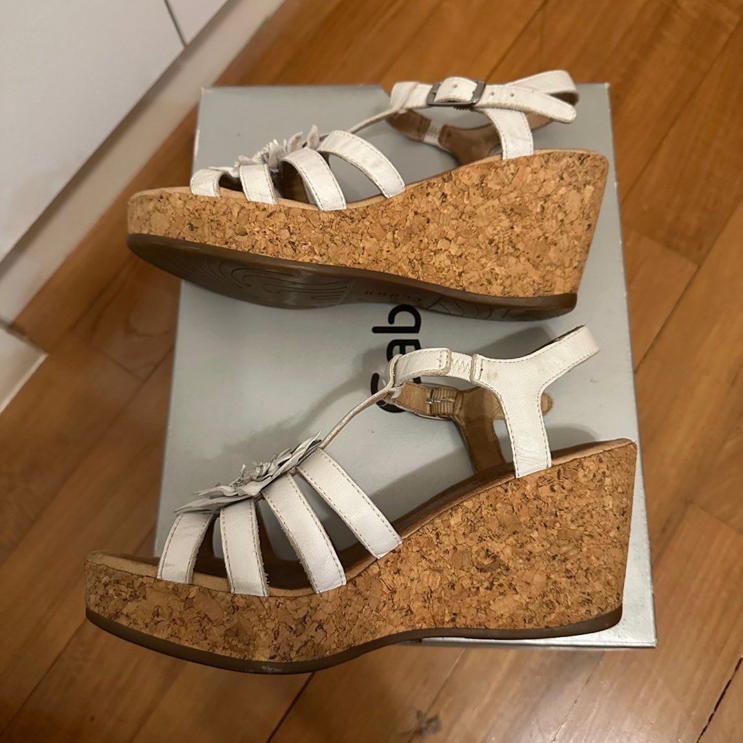 Gabor White Flower Strap Wedges Women s Fashion Footwear Wedges