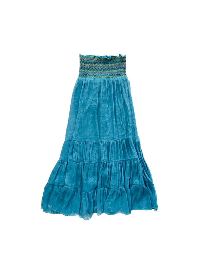 garterized blue long Beach dress (skirt) / bohemian dress, Women's ...