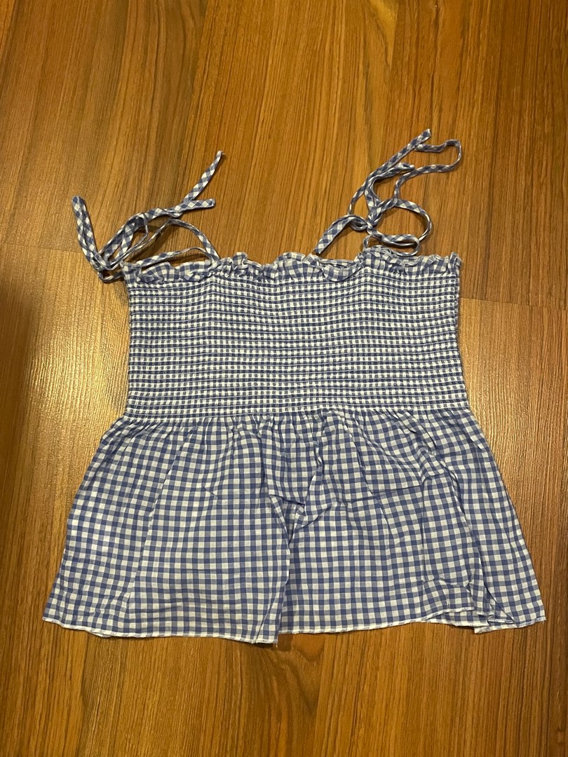 Gingham Peplum Top, Women's Fashion, Tops, Others Tops on Carousell