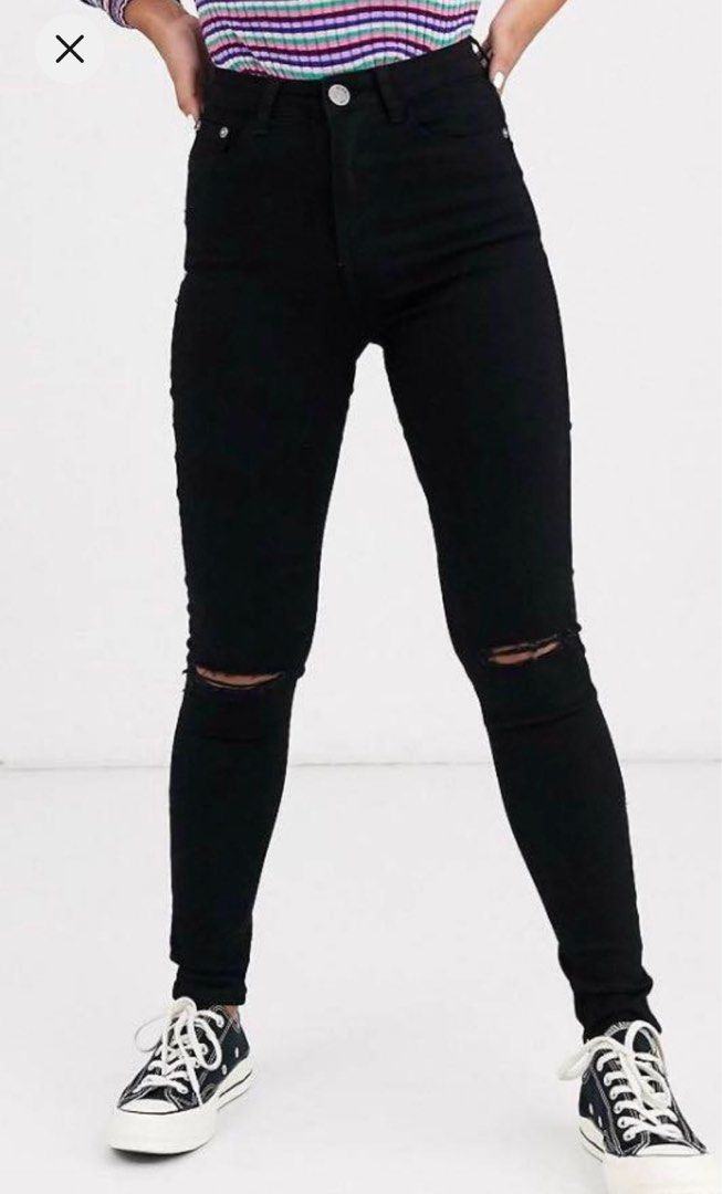 Petite black store ripped jeans
