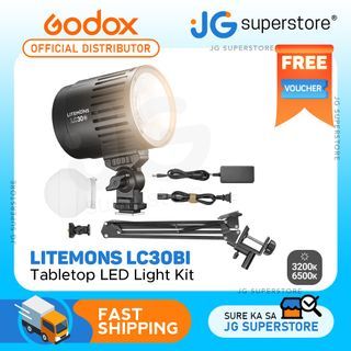 Godox LC30 Litemons LED Tabletop Studio Light Kit with 11 Light Effects, 3200-6500K for Vlogging and Videography (Bi-Color) | LC30BI K1 | JG Superstore