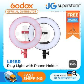 Godox LR180 Daylight 5600K 14-inch Ring Light for Youtube, Live Streaming, Vlogging, etc. with Phone Holder  | JG Superstore