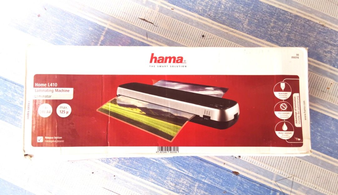 HAMA Lamination MACHINE (Category: Printers, Scanners & Copiers) located in Badoc. Submitted by jianna08 (Listing ID 1256305959, Image 3). Description: Hama lamination machine from Kuwait Used for 1 month only For only P2, 000 Before price :P2600 Market price :P3042 For pick up here in Badoc Ilocos Norte.