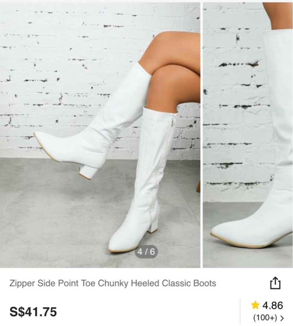 White boots small best sale heel