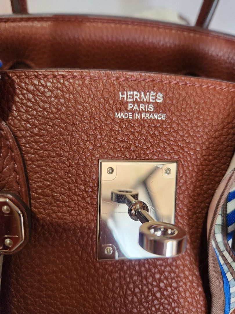 Hermes Birkin bag 30 Blue tempete Fjord leather Silver hardware