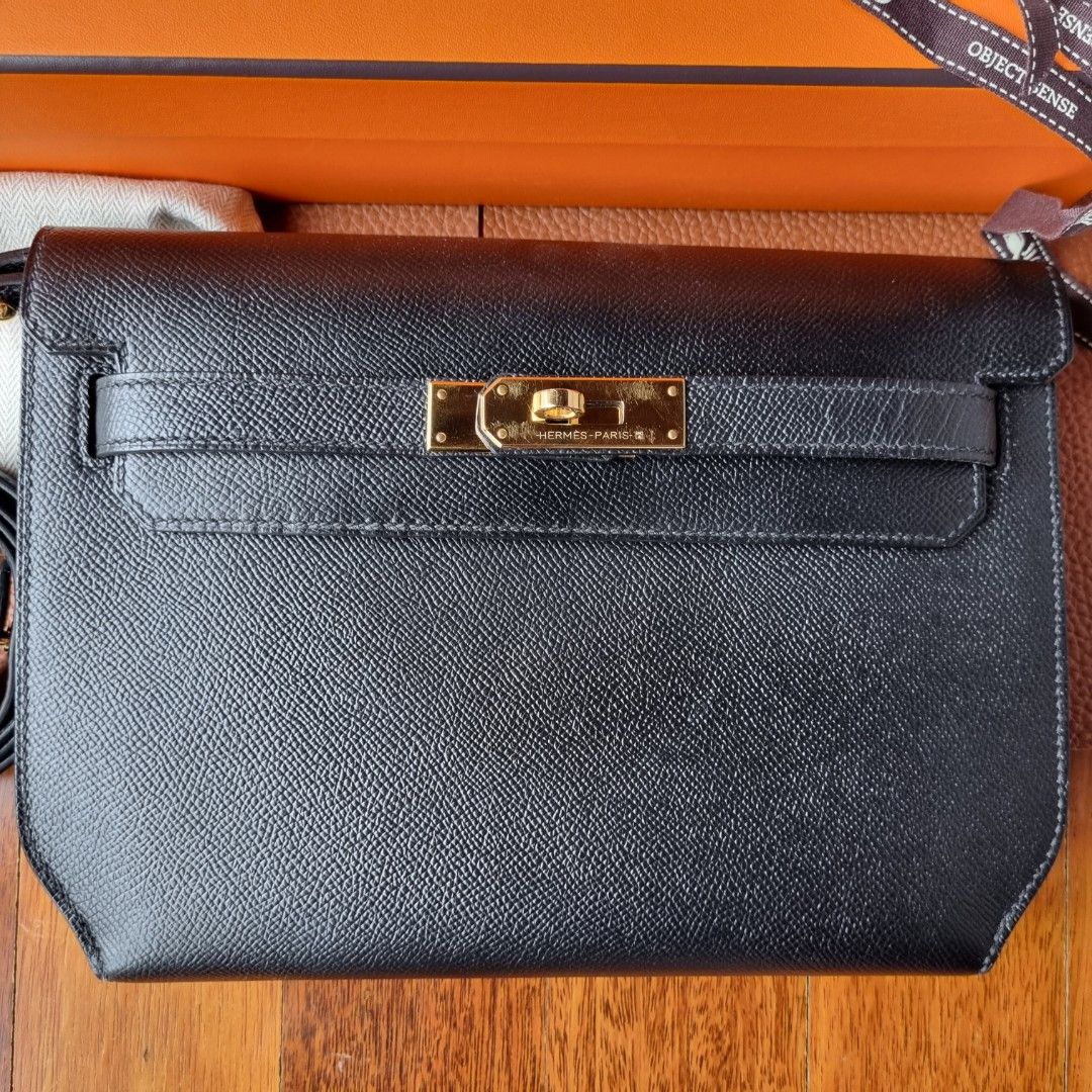 Hermes Kelly Depeches 25 EverGrain Clutch