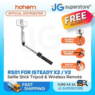 Hohem 3-in-1 Extendable Selfie Stick Tripod Kit with Wireless Bluetooth Remote, Compatible with Go Pro, and iSteady V2 X2 Smartphone Gimbal | RS01, RS01-A | JG Superstore