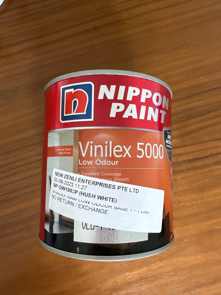Hush white vinilex 5000 nippon paint 1L, Furniture & Home Living, Home