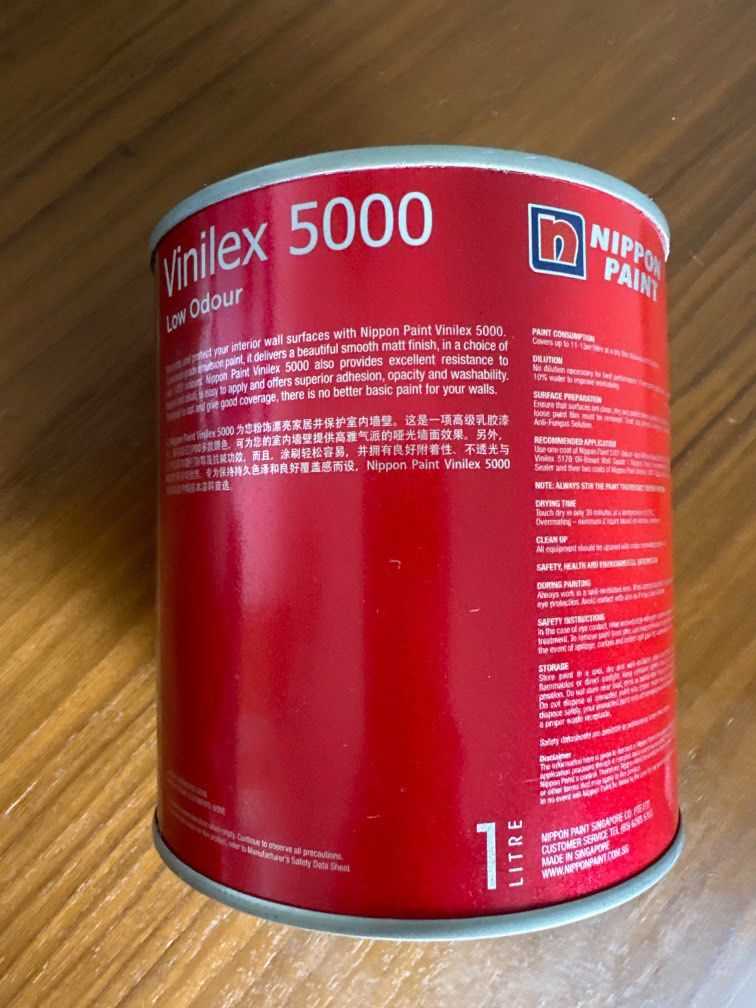 Hush white vinilex 5000 nippon paint 1L, Furniture & Home Living, Home