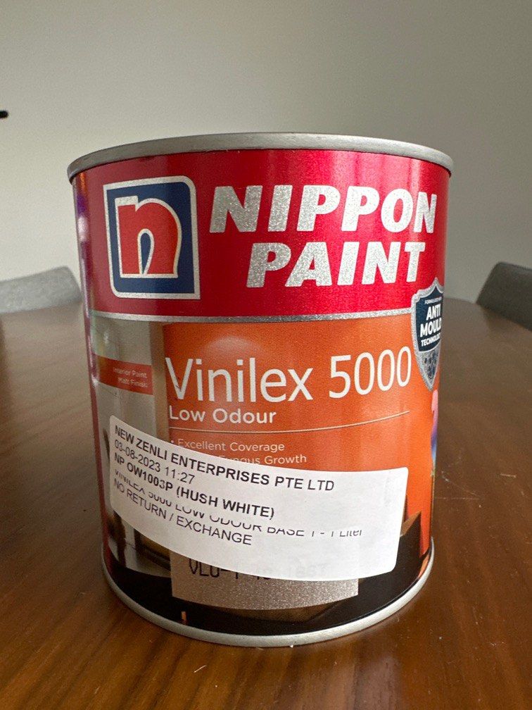 Hush white vinilex 5000 nippon paint 1L, Furniture & Home Living, Home