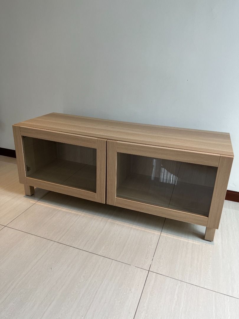 White stained 2025 oak tv stand