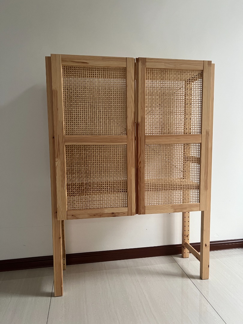 IKEA Ivar Unit with Rattan Doors & Burlap Side