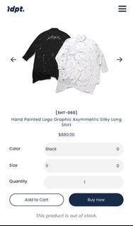 Indipandant Hand Painted Logo Graphic Asymmetric Silky Long Shirt [SHT-060]