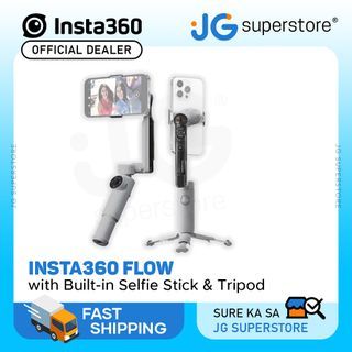 Insta360 Flow + Creator Kit AI-Powered Smartphone Tracking Stabilizer Gimbal 4K UHD with Built-in Selfie Stick & Tripod, 3-Axis Stabilization and Smart Wheel for Easy Control for IOS, Android, TikTok, Vlogging (White, Gray) | JG Superstore