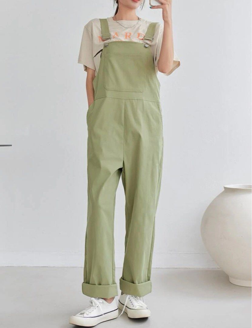 Light green overall jumpsuit, Women's Fashion, Dresses & Sets