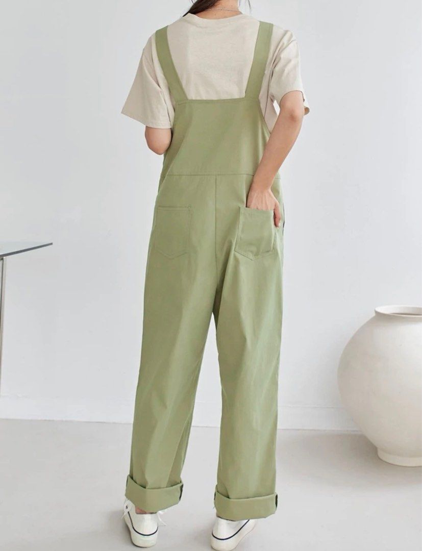 Light green overall jumpsuit, Women's Fashion, Dresses & Sets