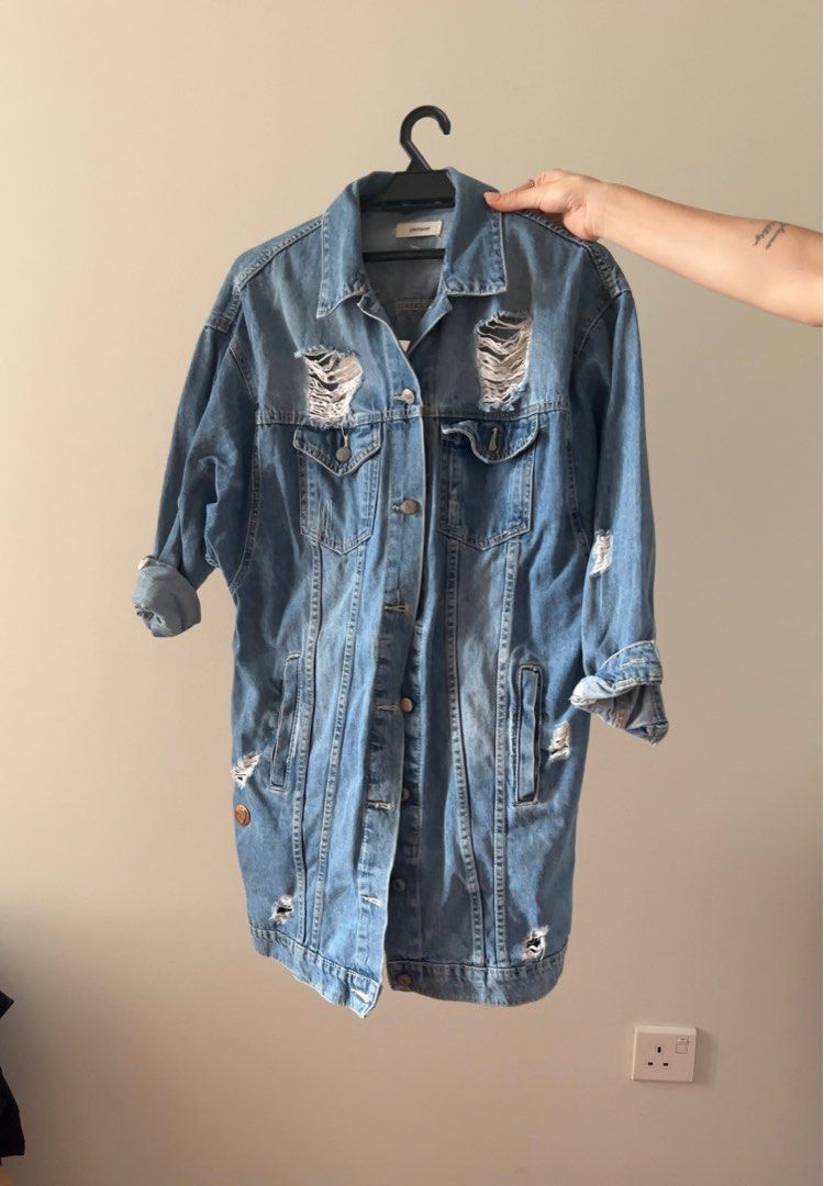 Long jeans jacket oversized Women s Fashion Coats Jackets and