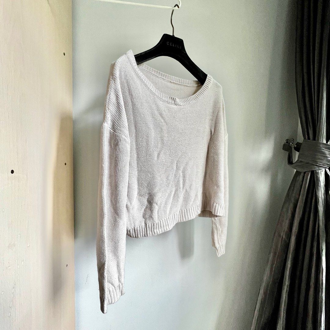 White loose hot sale knit sweater