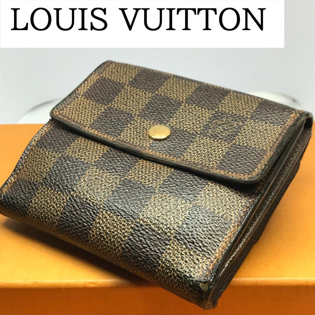 Louis Vuitton Unisex Damier Ebene Elise Trifold Compact Wallet