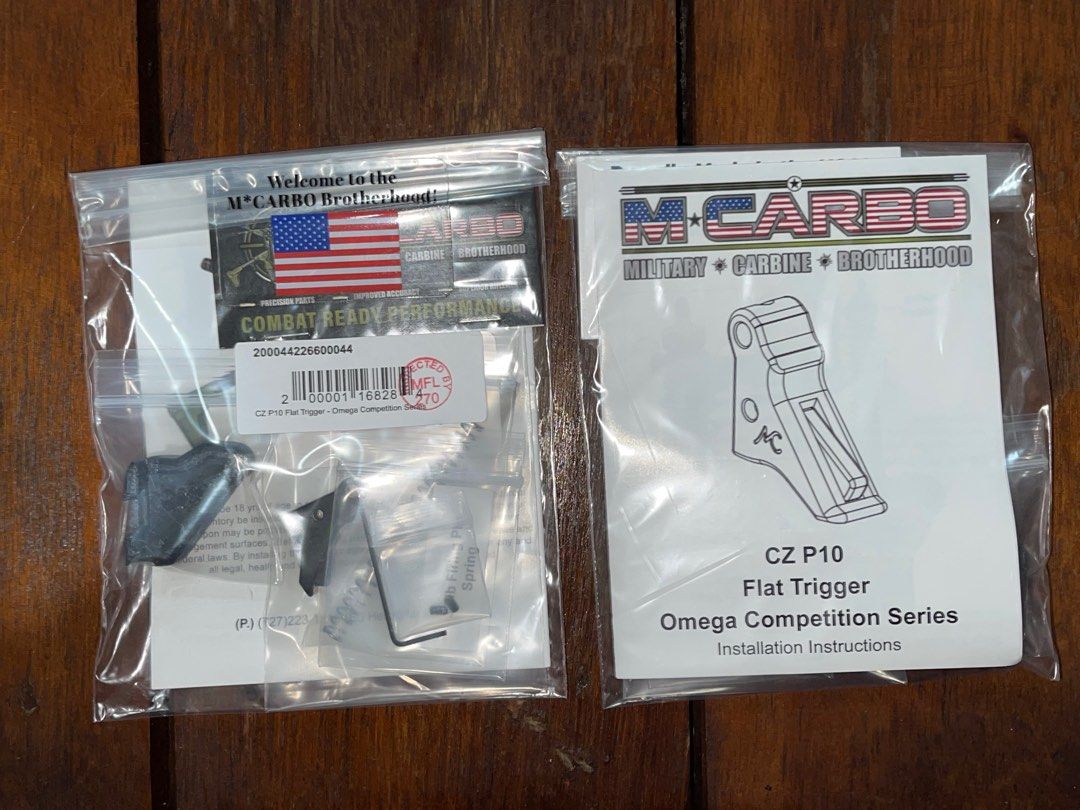 M*Carbo Competition Trigger for CZ P-10 P10 (Category: Combat Sports) located in Quezon City. Submitted by gonzylla (Listing ID 1256289408, Image 1). Description: M*Carbo Flat Trigger Omega Competition Series For CZ P10 F/SC/C/S (including F 45cal) .