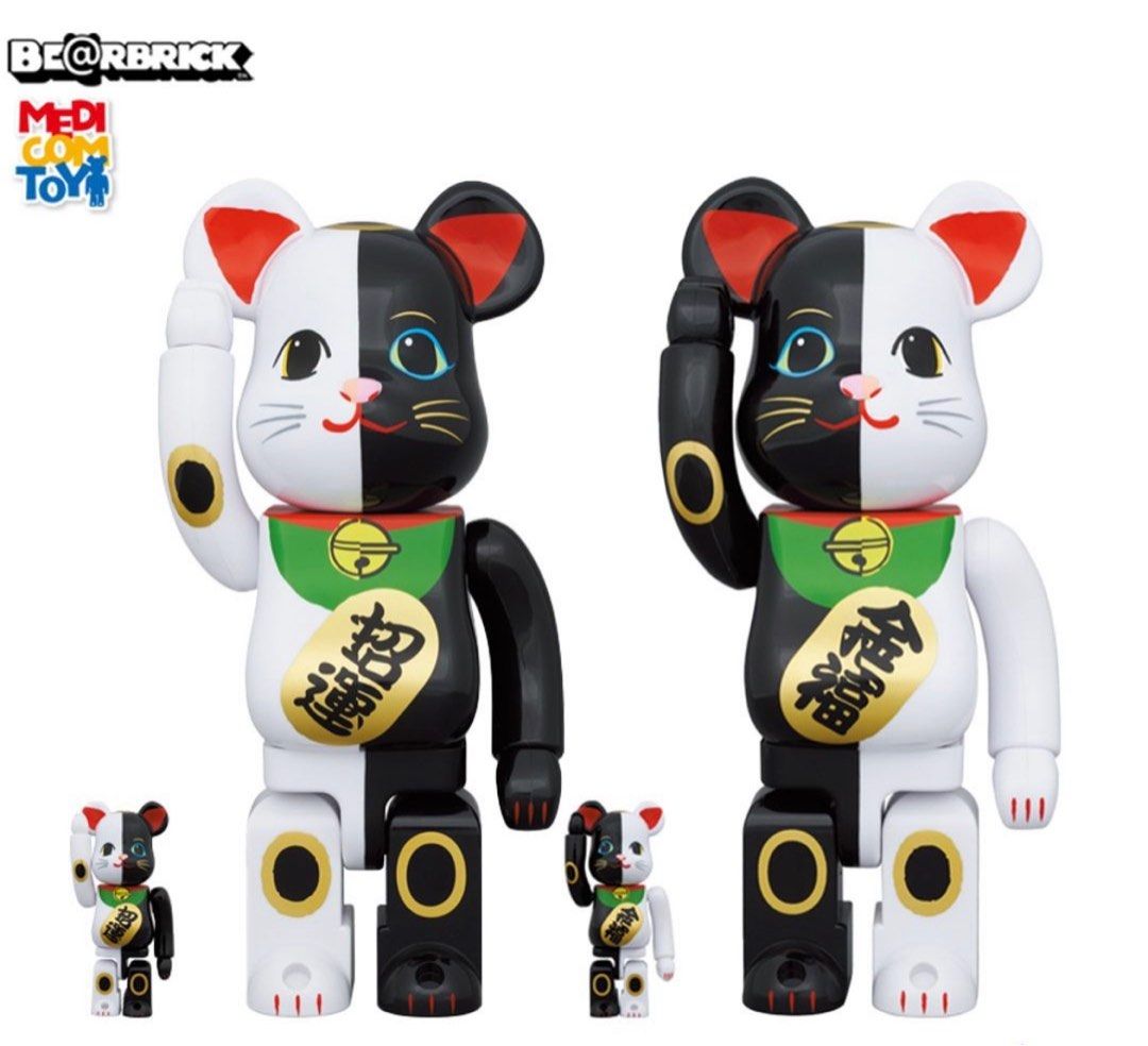 Medicom toys BE@RBRICK 招き猫金運白× 招福黒400%100% 全新預定中