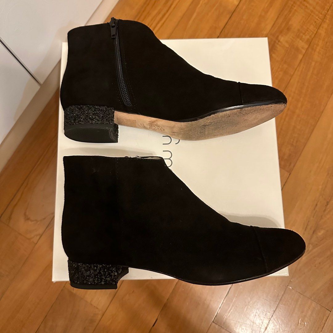Mellow Yellow Black Glitter Heel Booties Women s Fashion