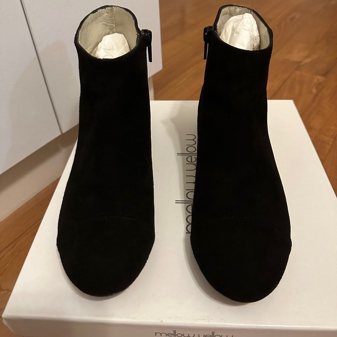 Mellow Yellow Black Glitter Heel Booties Women s Fashion