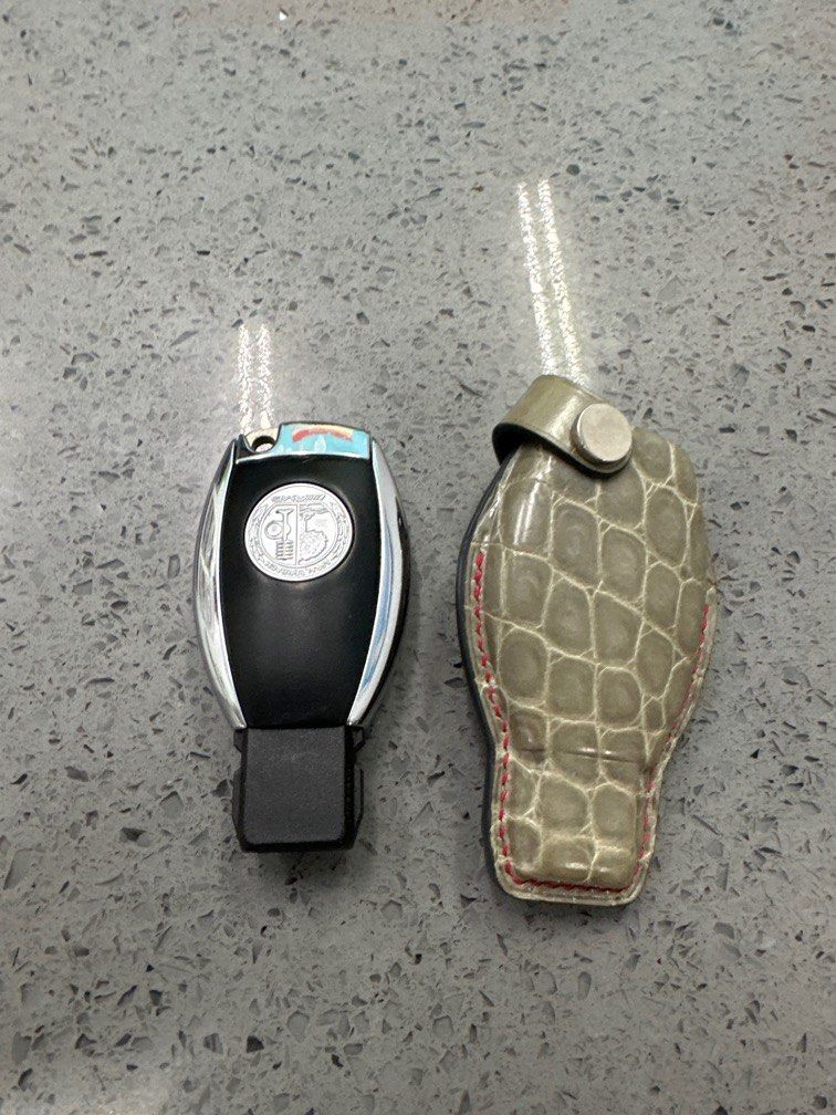 Crocodile Leather Car Key Cover for Mercedes Benz, Leather Car Key