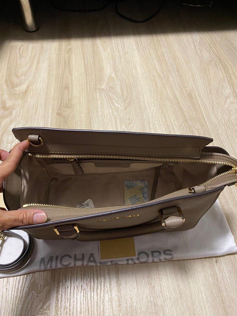 Selma medium saffiano sales leather satchel truffle