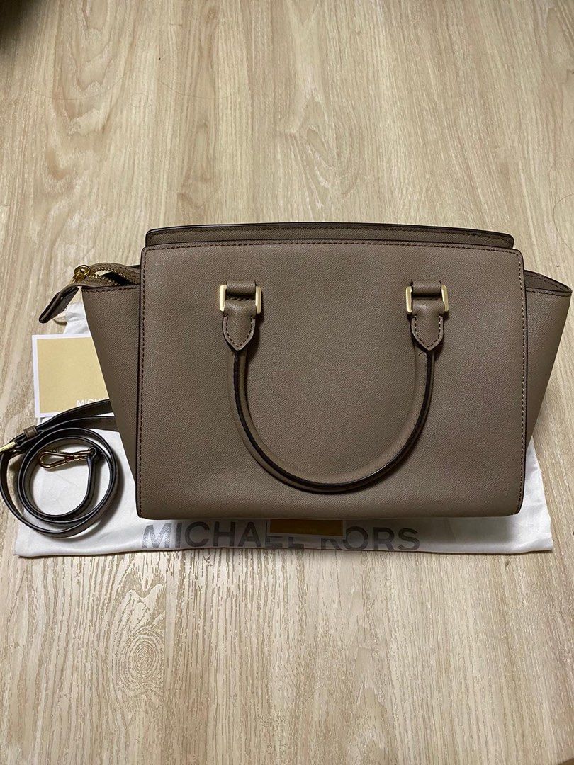 Michael Kors Selma Medium Satchel Crossbody Dark Dune