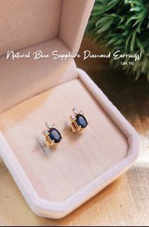 Natural Blue Sapphire Diamond Earrings