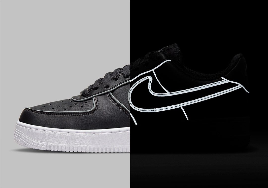 Nike Air Force 1 07 LV8 Black White Reflective Men US 10.5 UK