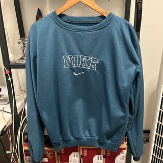 Vintage Nike Tonal Sweatshirt Crewneck Men Large Blue Spell Out 90s Made In  Usa