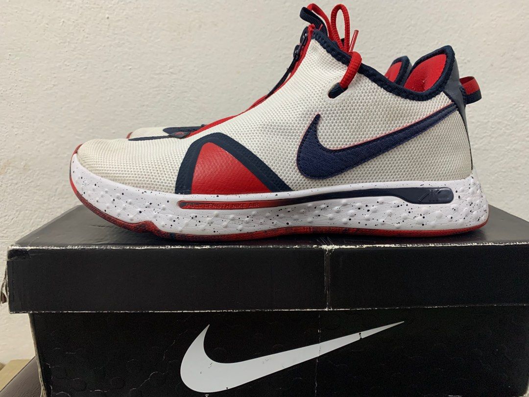 Nike PG 4 White Obsidian Red Paul George Men s Basketball Shoes