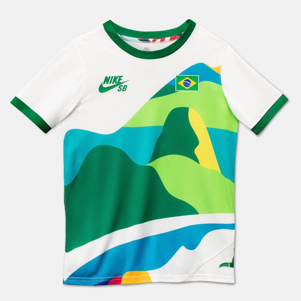 Nike SB x Parra Olympic Kit Team Brazil Skate Men s Jersey White