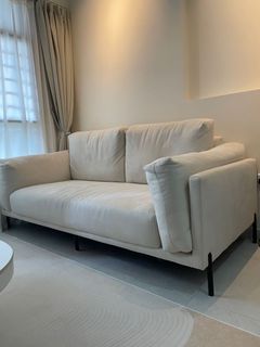 Nordic Nano Japanese style 3 Seater Sofa, Cream White
