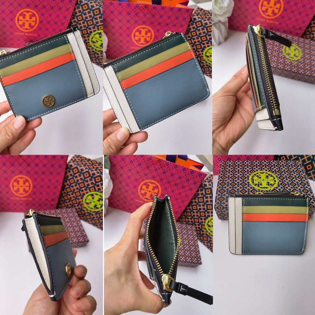 Original Tory Burch Cowhide Multi Colorblock Card Case Luxury Bags Wallets on Carousell